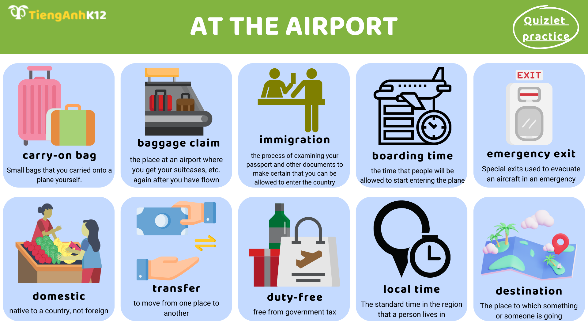 Từ vựng Toefl Primary Step 2 - chủ đề At the airport